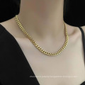 Thick wide cuban link choker necklace stainless steel women gold chain